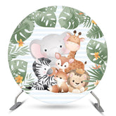 Animaux Blue Stripe Monstera Safari Anniversaire Toile de Fond